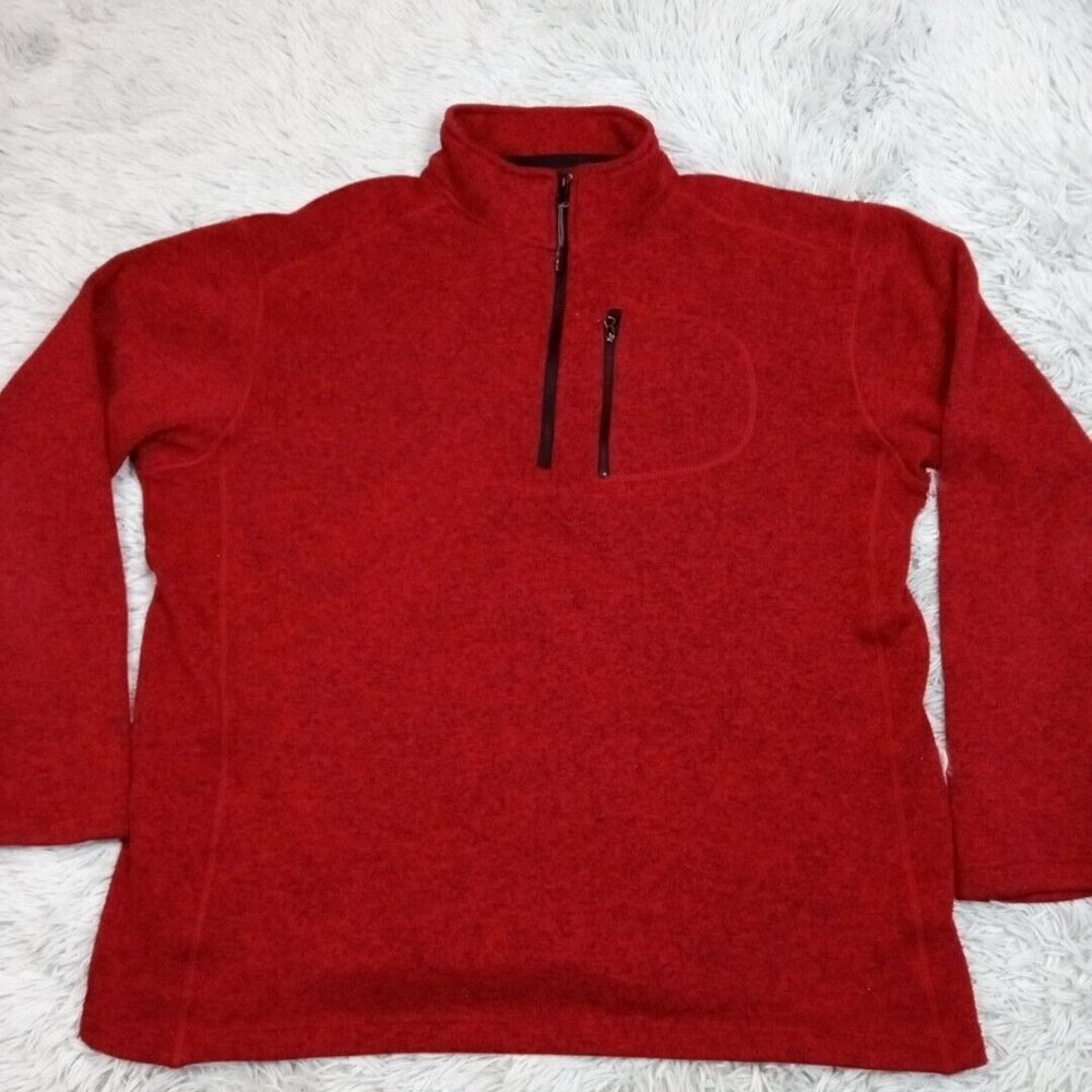 Mountain Club Sweatshirt Mens L Red Marled Fleece Gorpcore Soft Cozy Warm Casual